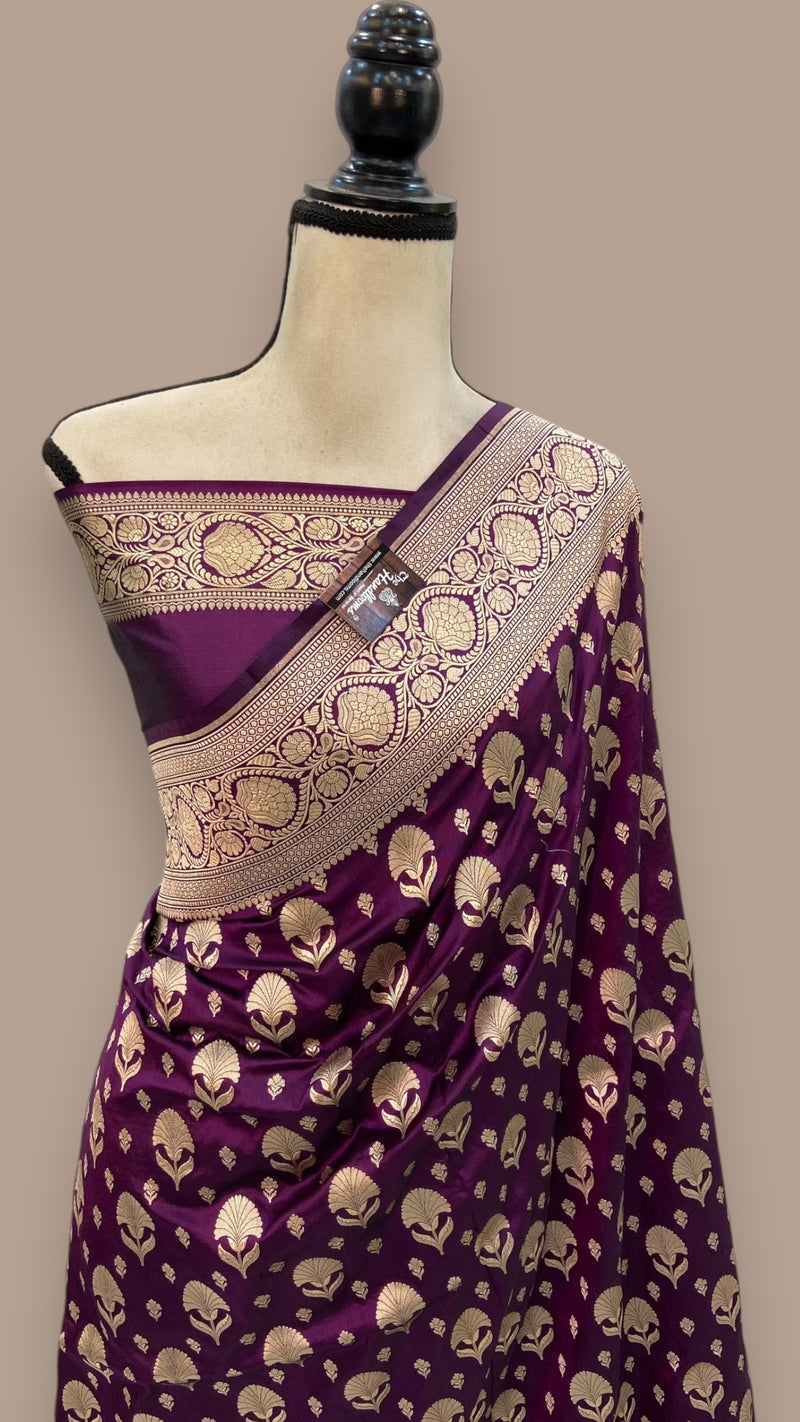 Pure Katan Silk Banarasi Handloom Saree - All over Jaal work - The Handlooms
