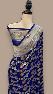 Khaddi Georgette Handloom Banarasi Saree - The Handlooms