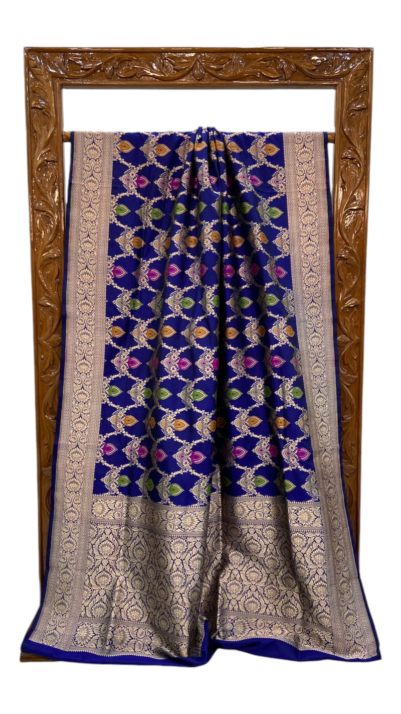 Pure Katan Silk Banarasi Handloom Saree - All over Jaal work - With Meenakari - The Handlooms