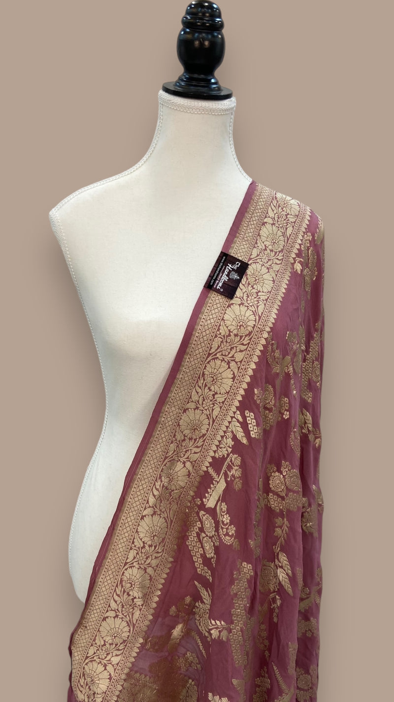 Khaddi Georgette Handloom Banarasi Dupatta - The Handlooms