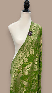 Pure Georgette Banarasi Bandhej Handloom Dupatta - The Handlooms