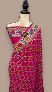 Pure Georgette Banarasi Handloom Saree - with meenakari work - The Handlooms