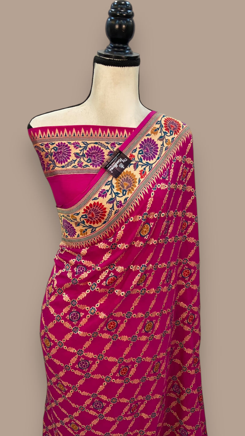 Pure Georgette Banarasi Handloom Saree - with meenakari work - The Handlooms