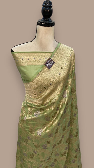 Pure Katan Silk Banarasi Handloom Saree - All over Jaal work - With Meenakari