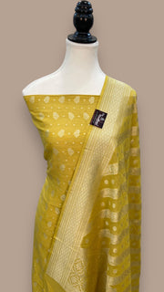 Pure Moonga Georgette Banarasi Dress material - The Handlooms