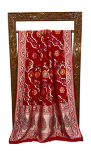 Pure Khaddi Georgette Handloom Banarasi Saree - All over Jaal Work With Meenakari - The Handlooms