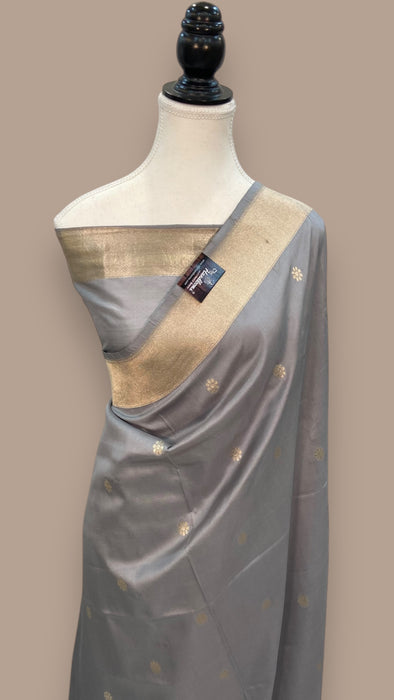 Pure Katan Silk Banarasi Handloom Saree - All over Sona Roopa Kadua motifs