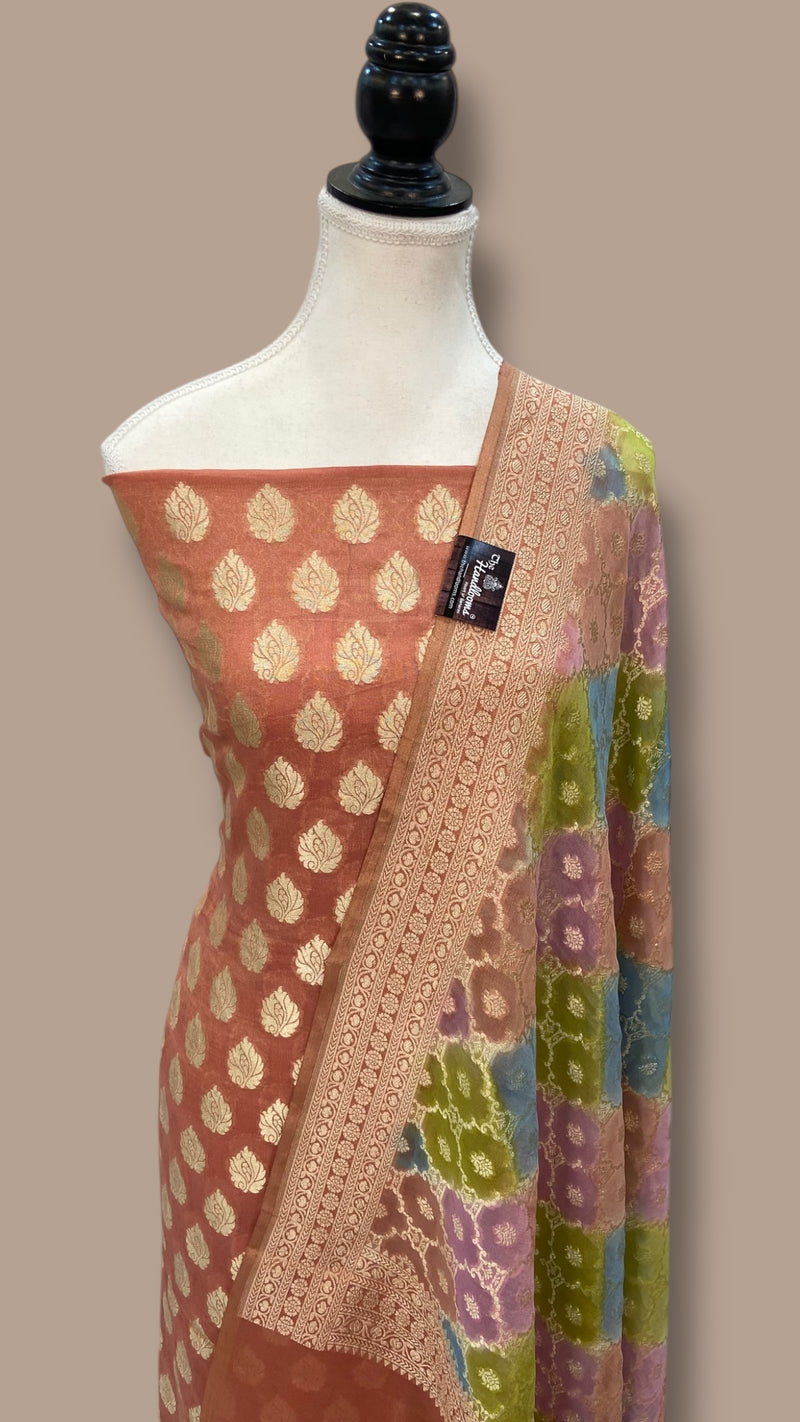 Tissue Khaddi Georgette Banarasi Dress material - The Handlooms