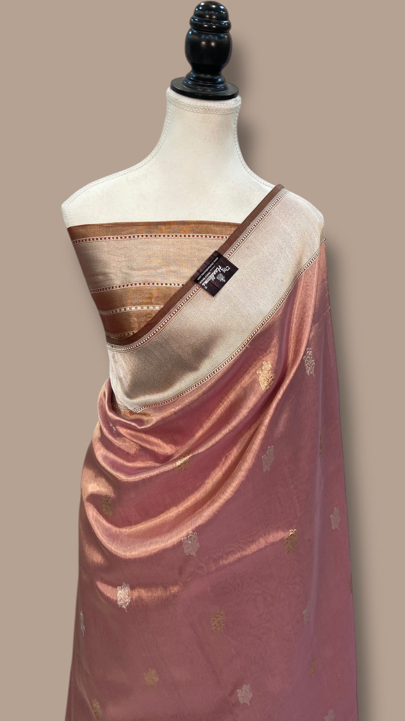 Pure Katan Tissue Silk Handloom Banarasi Saree - All over kadua motifs - The Handlooms