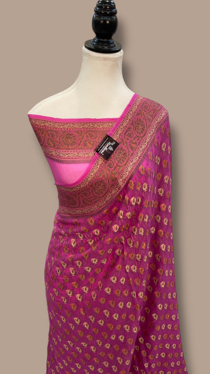 Pure Chiffon Khaddi Banarasi Saree - The Handlooms