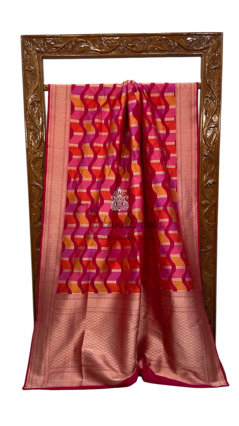 Pure Katan Silk Banarasi Handloom Saree - All over Jaal Work With Rangkart - The Handlooms