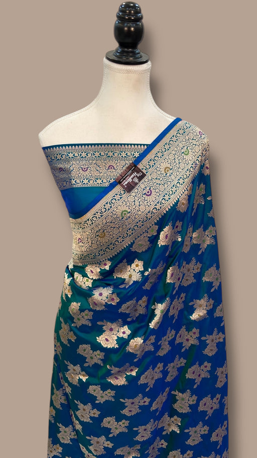 Pure Katan Silk Banarasi Handloom Saree - All over Jaal Work With Meenakari - The Handlooms
