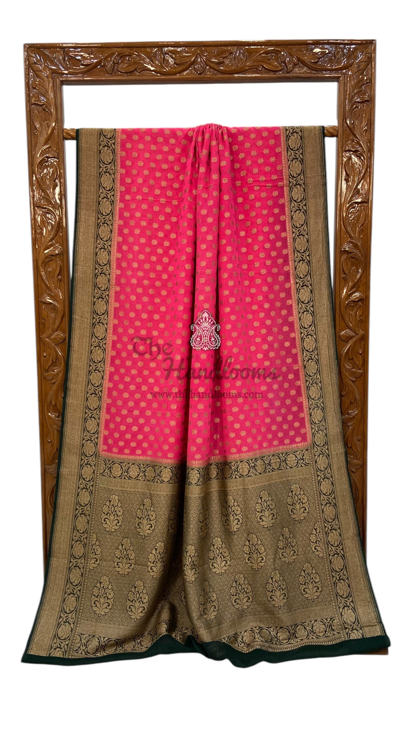 Khaddi Georgette Handloom Banarasi Saree -  Antique zari - The Handlooms