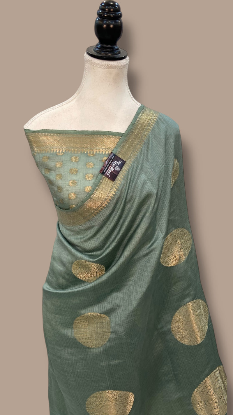 Pure Kota Chex silk Banarasi Handloom Saree - The Handlooms