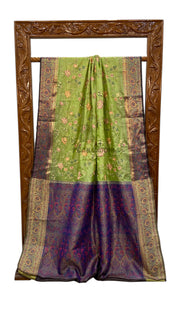 Tussar Silk Handloom Banarasi Saree With Chikankari - The Handlooms