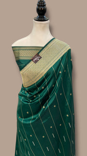 Pure Katan Silk Banarasi Handloom Saree - All over Sona Roopa Kadua motifs - The Handlooms