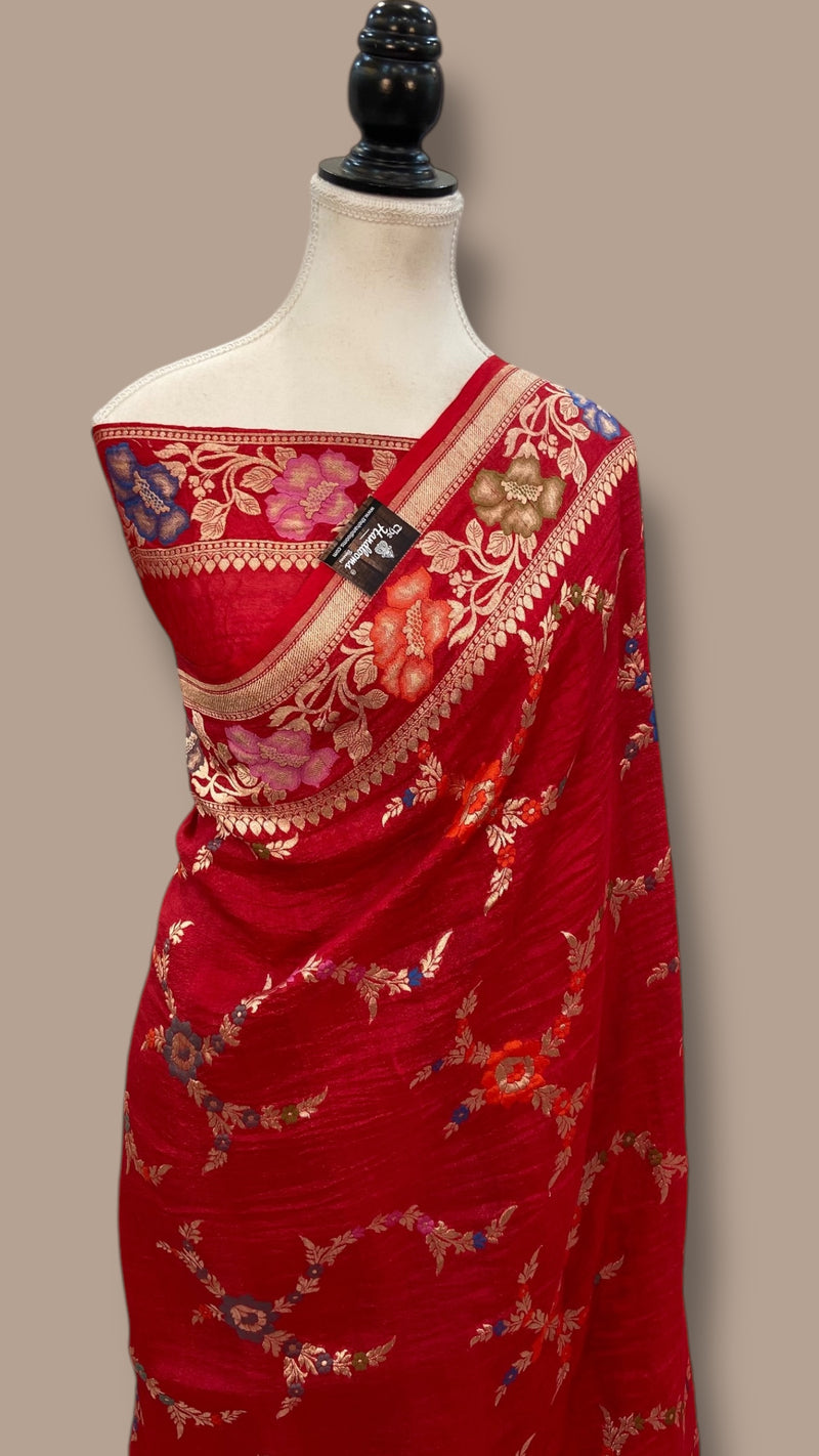 Tussar Georgette Handloom Banarasi Saree - The Handlooms
