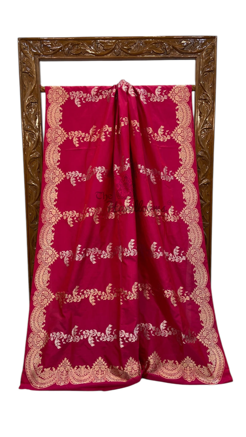 Pure Katan Silk Banarasi Handloom Saree - All over soona roopa  Kadua stripe - The Handlooms