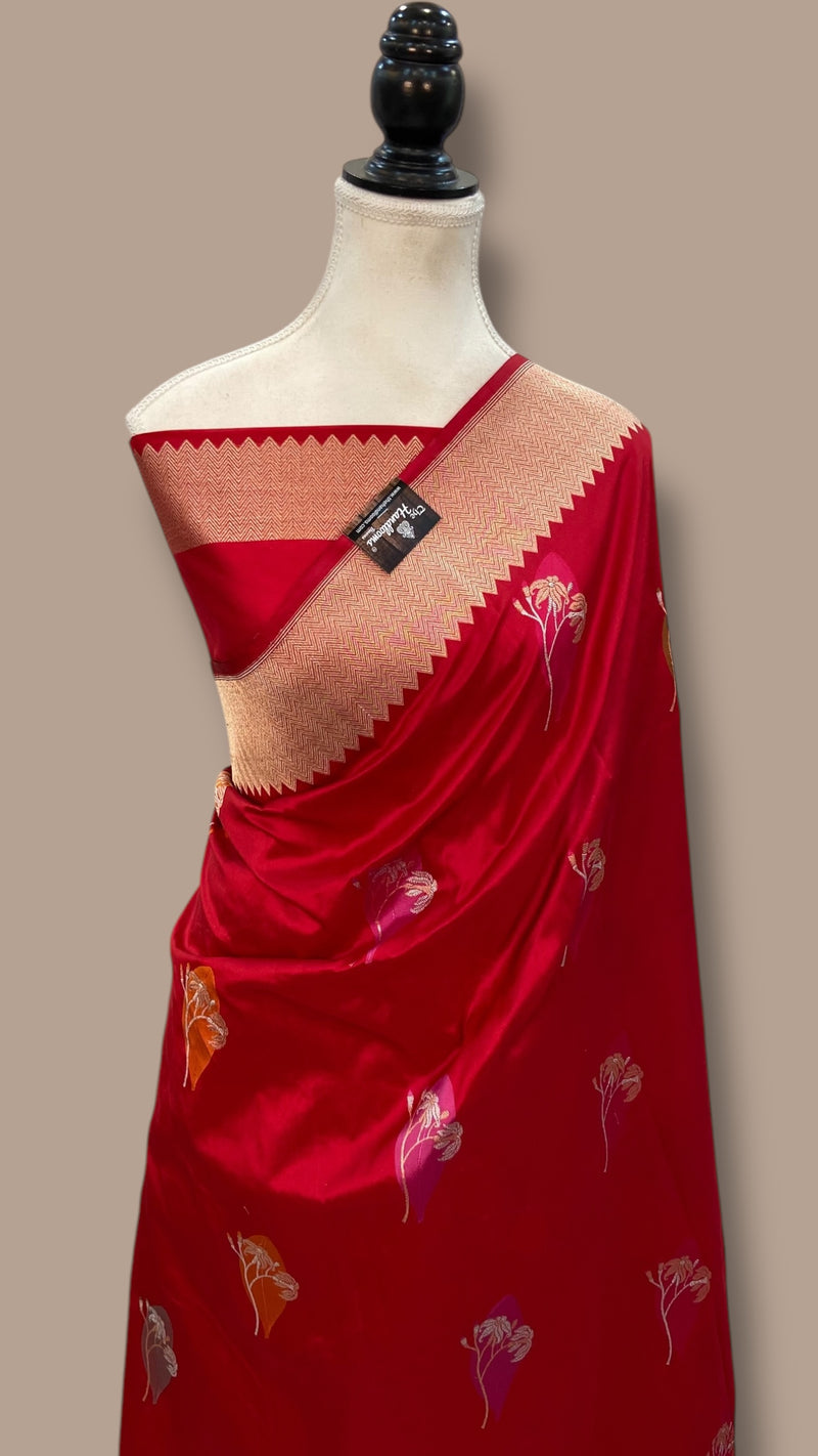 Pure Katan Silk Banarasi Handloom Saree - All over Kadua motifs With Meenakari - The Handlooms