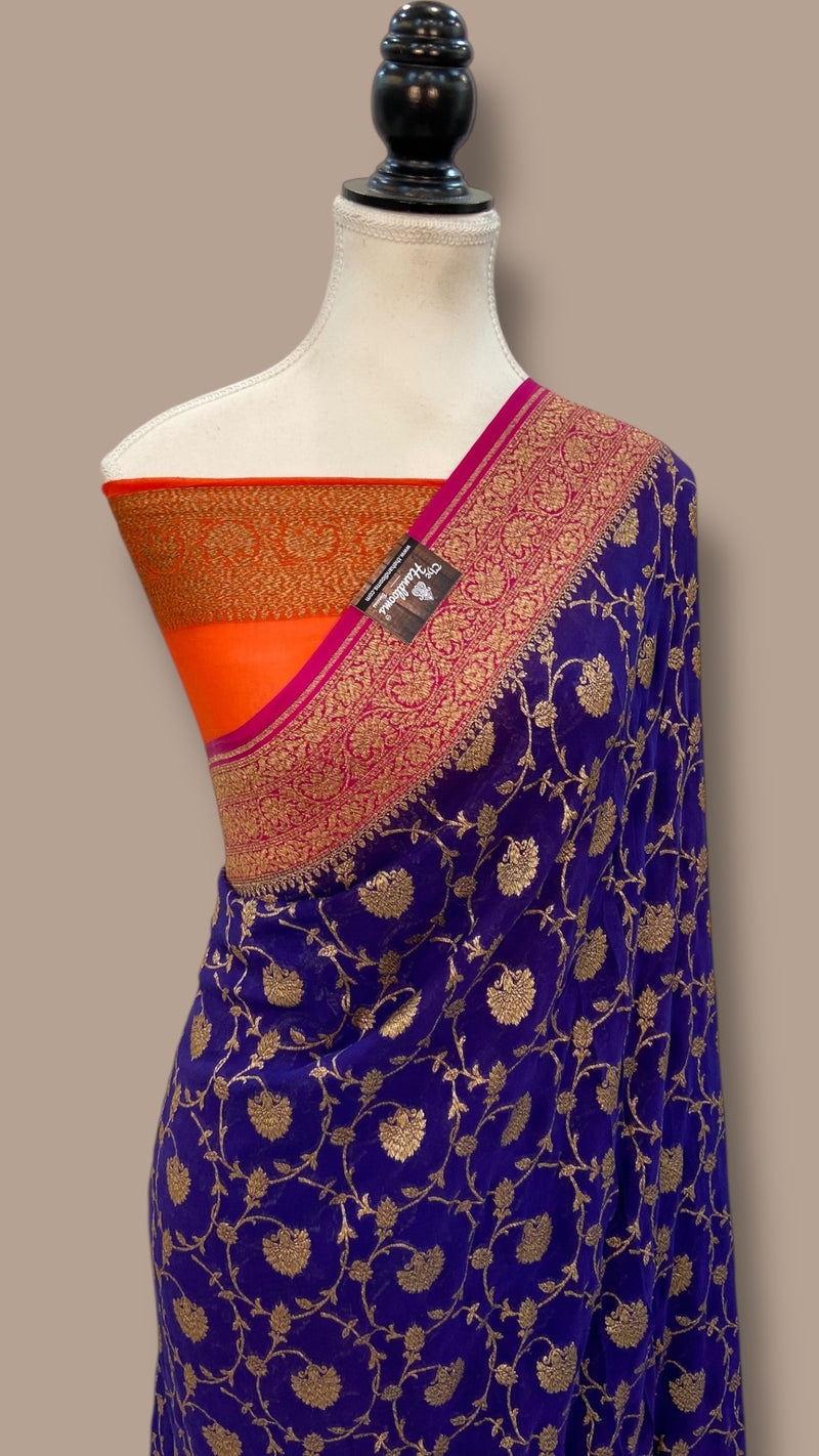 Pure Khaddi Georgette Handloom Banarasi Saree - The Handlooms