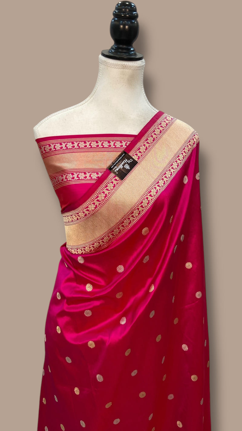 Pure Katan Silk Banarasi Handloom Saree - All over Sona Roopa kadiyal Motifs - The Handlooms