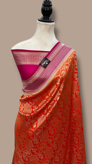 Pure Satan Silk Banarasi Handloom Saree - All Over Jaal  Work - The Handlooms