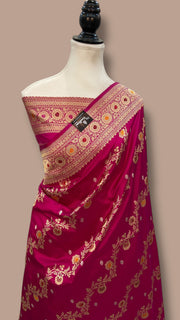 Pure Katan Silk Banarasi Handloom Saree - All over kadiyal Jaal work With Meenakari - The Handlooms