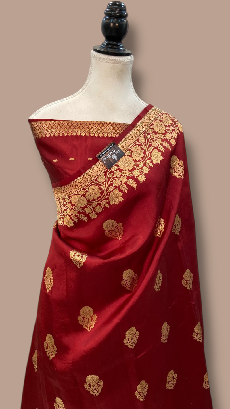 Pure Katan Silk Banarasi Handloom Saree - All over Kadua motifs - The Handlooms