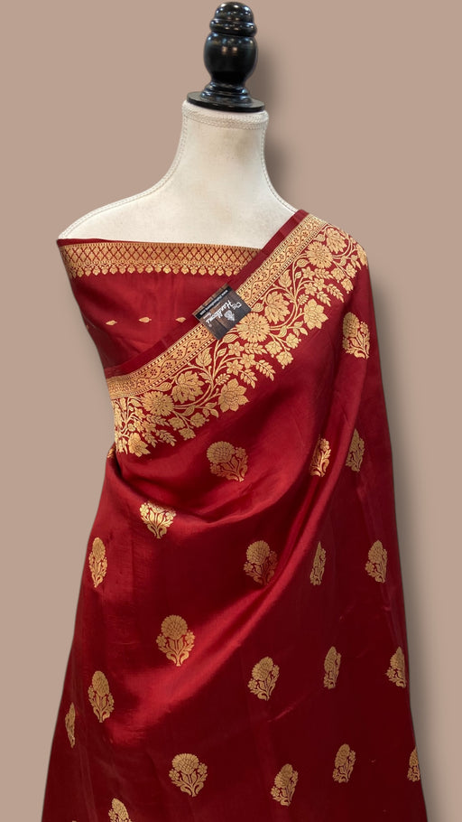 Pure Katan Silk Banarasi Handloom Saree - All over Kadua motifs - The Handlooms