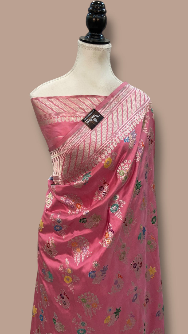 Ektara Pure Katan Silk Banarasi Handloom Saree - All over kadiyal Jaal work - The Handlooms