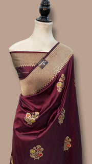 Pure Katan Silk Banarasi Handloom Saree - All over Kadua motifs With Meenakari - The Handlooms