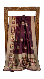 Pure Katan Silk Banarasi Handloom Saree - All over Kadua motifs With Meenakari - The Handlooms