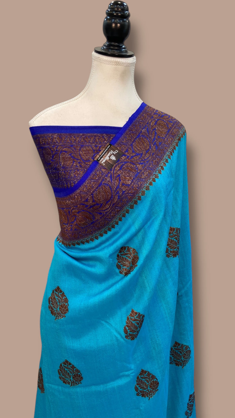 Tussar Georgette Handloom Banarasi Saree - Antique Zari - The Handlooms