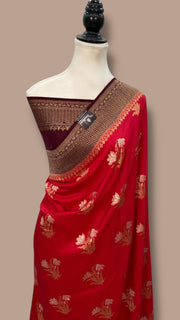 Moonga Georgette Handloom Banarasi Saree - The Handlooms