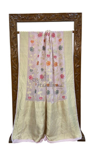 Pure Khaddi Georgette Handloom Banarasi Saree - All over Jaal Work With Meenakari - The Handlooms