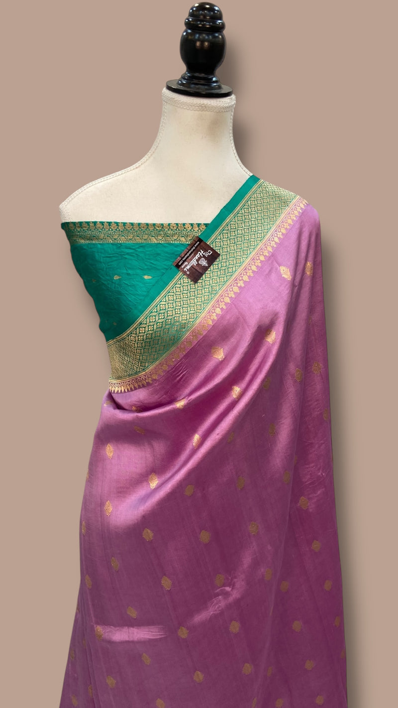 Pure Katan Silk Banarasi Handloom Saree - All over Kadua motifs - The Handlooms