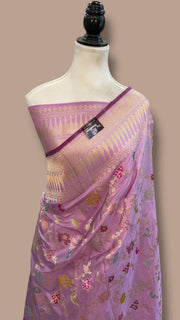 Ektara Pure Katan Silk Banarasi Handloom Saree - All over kadiyal Jaal work - The Handlooms