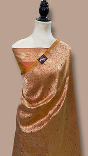 Regal Pure Katan Silk Banarasi Saree – Handwoven Tanchui Brocade with Meenakari Work - The Handlooms