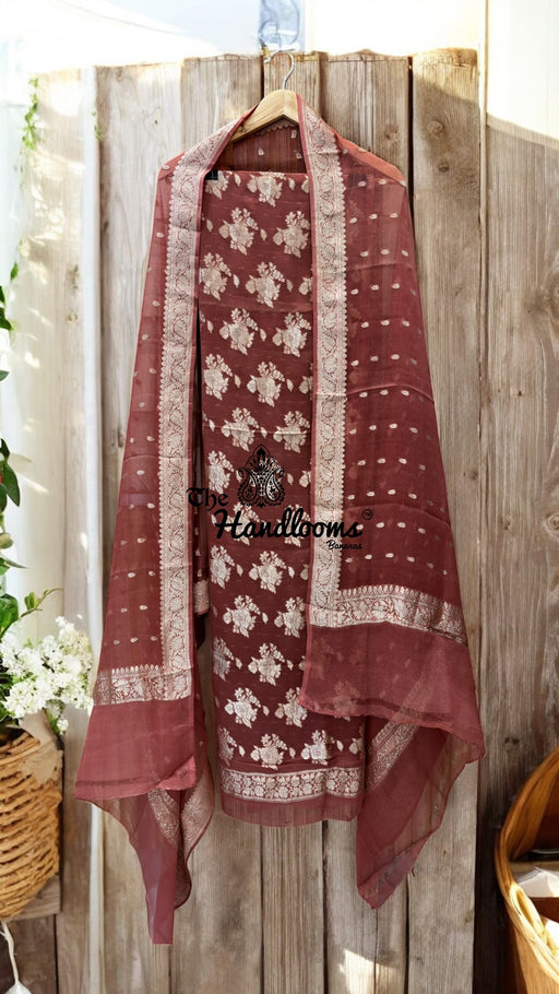 Khaddi Georgette Banarasi Dress material Water Zari - The Handlooms