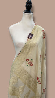 Pure Moonga Georgette Handloom Banarasi Dupatta - The Handlooms