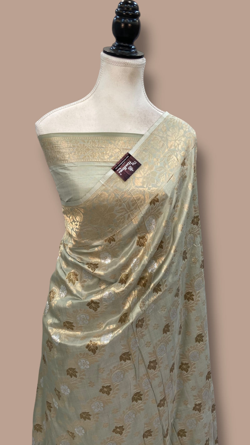 Pure Katan Silk Banarasi Handloom Saree - All Over Jaal Work - The Handlooms