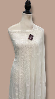 Pure Georgette Banarasi Chikankari Dress Material - The Handlooms