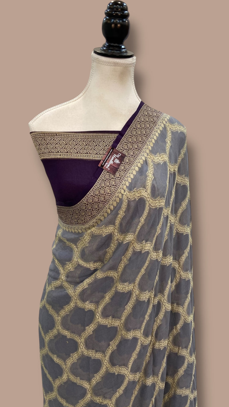Pure Chiffon Khaddi Banarasi Saree - The Handlooms