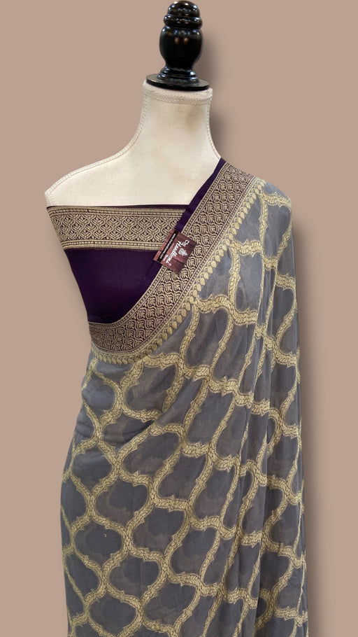 Pure Chiffon Khaddi Banarasi Saree - The Handlooms