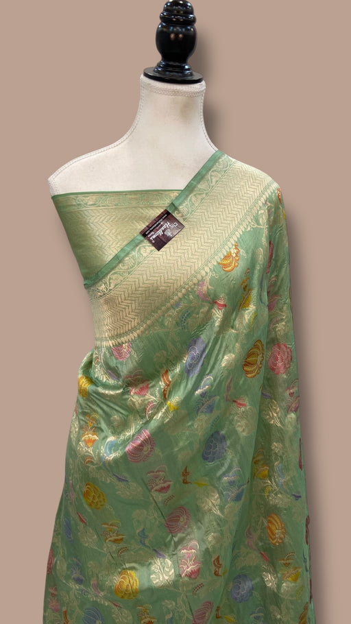 Pure Katan Silk Banarasi Handloom Saree - All Over Jaal Work - With Meenakari - The Handlooms