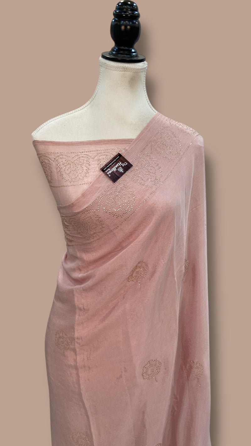 Pure Georgette Handloom Banarasi Saree with Siroski Stone Work - The Handlooms
