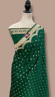 Pure Satan Silk Banarasi Handloom Saree - All over Motifs Work - The Handlooms