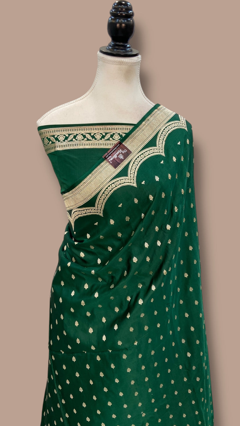 Pure Satan Silk Banarasi Handloom Saree - All over Motifs Work - The Handlooms