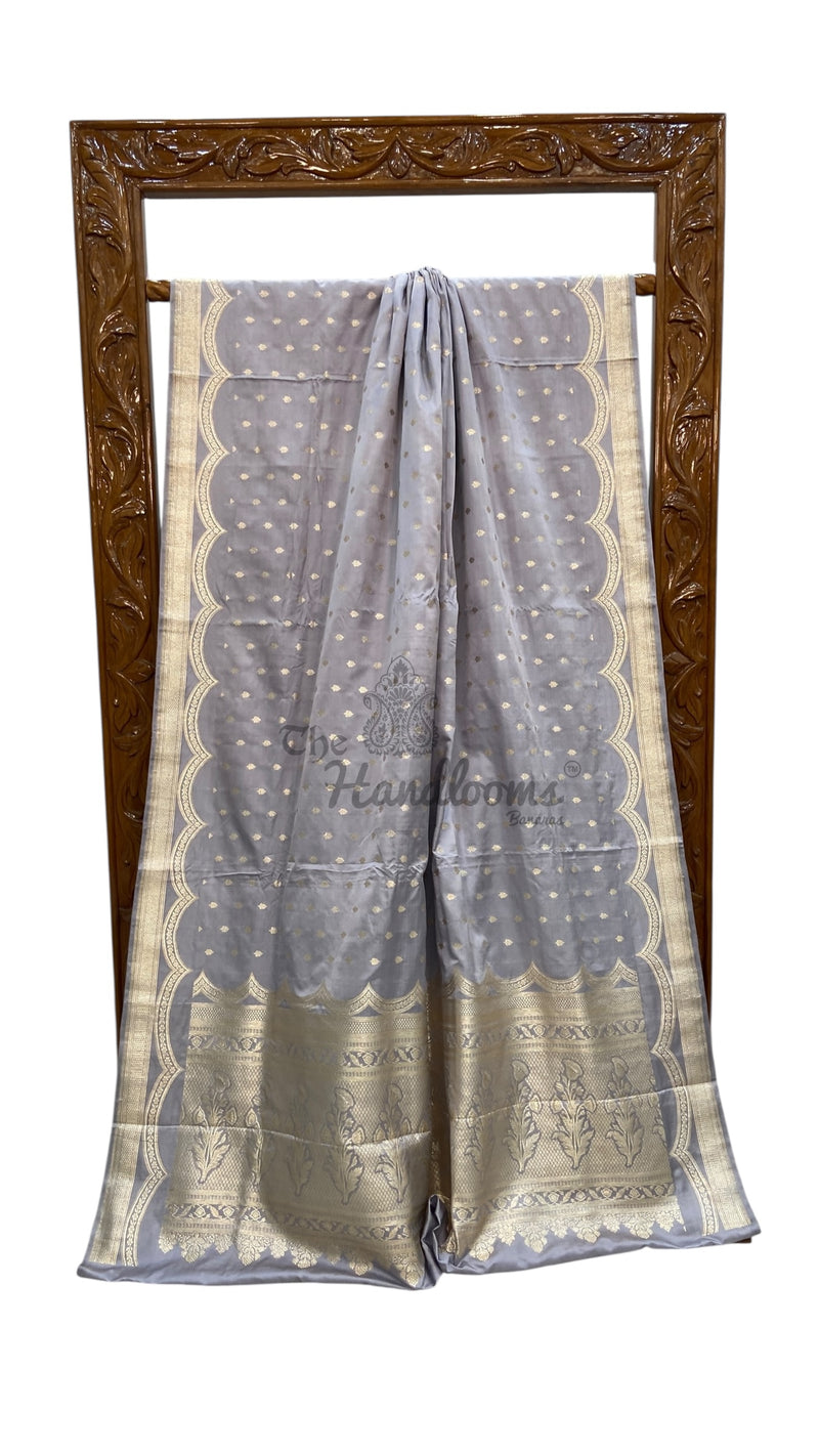 Pure Satan Silk Banarasi Handloom Saree - All over Motifs Work - The Handlooms