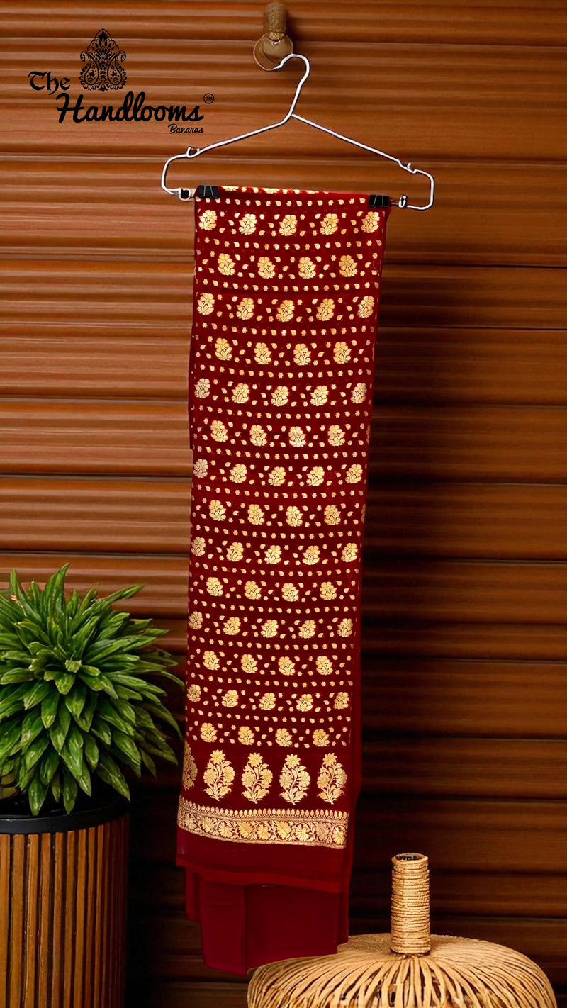 Pure Khaddi Georgette Banarasi Dress material - The Handlooms